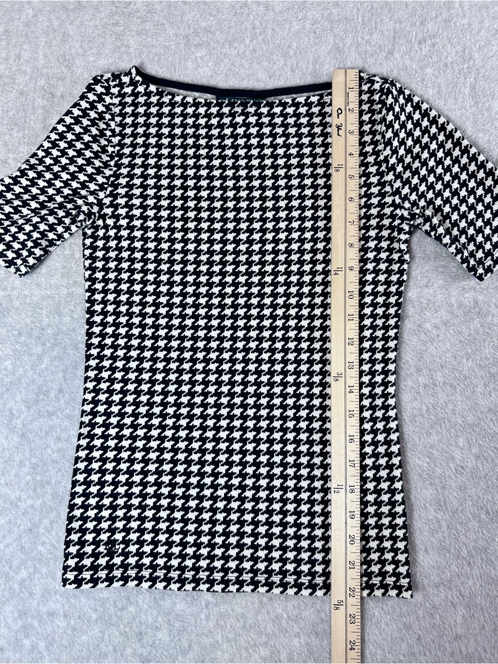 Lauren Ralph Lauren Black and White Houndstooth Short Sleeve Top Cotton size XS - Picture 9 of 11